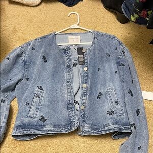 NWT Blue Floral Denim Jacket